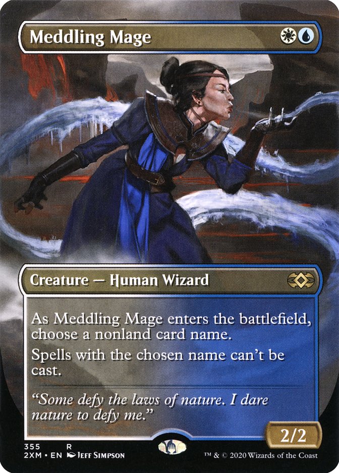 Borderless Meddling Mage Double Masters #355 Card Front