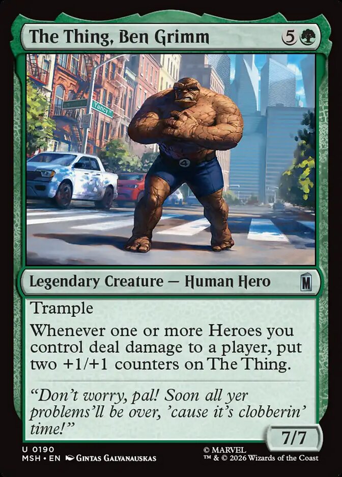 Marvel Superheroes The Thing, Ben Grimm Card Front