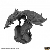 Black dragon figurine on a white...