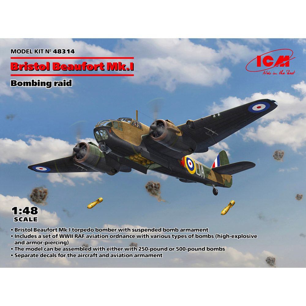 ICM Bristol Beaufort Mk.I. Bombing raid Scale Model