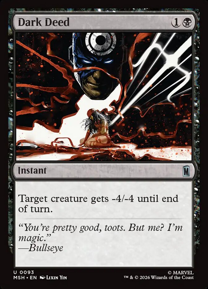 Marvel Superheroes Dark Deed Card Front