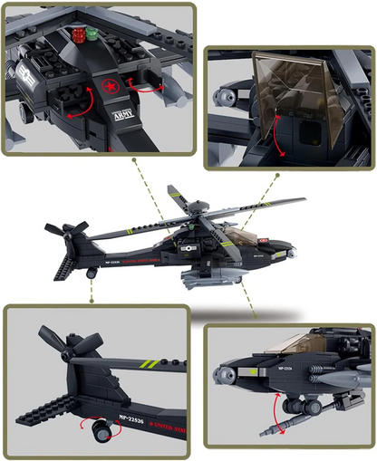 Sluban AH-64 Apache Helicopter - Army Building Brick Kit