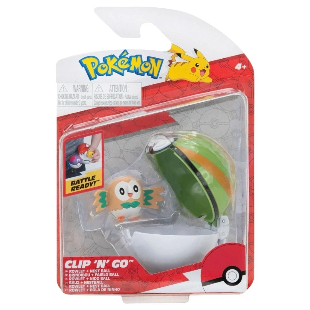 Pokémon Clip 'N' Go Rowlet Nest Ball Figure Set