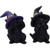 Three Wise Familiar Cats from Nemesis Now. A set of three black cats wearing witches hats and in the typical See No Evil, Hear No Evil, Speak No Evil poses making a wonderful edition to your collection or for a feline loving friend.