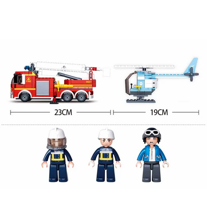 Sluban Fire Truck & Fire Helicopter - Building Brick Kit