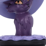 My Lil Familiar Shadow cat figurine.  An adorable ornament of a purple cat wearing an oversized witches hat sat on top of a black cauldron with the phrase My Lil' Familiar to symbolise you conjuring this cute kitty from the cauldron to be your familiar.