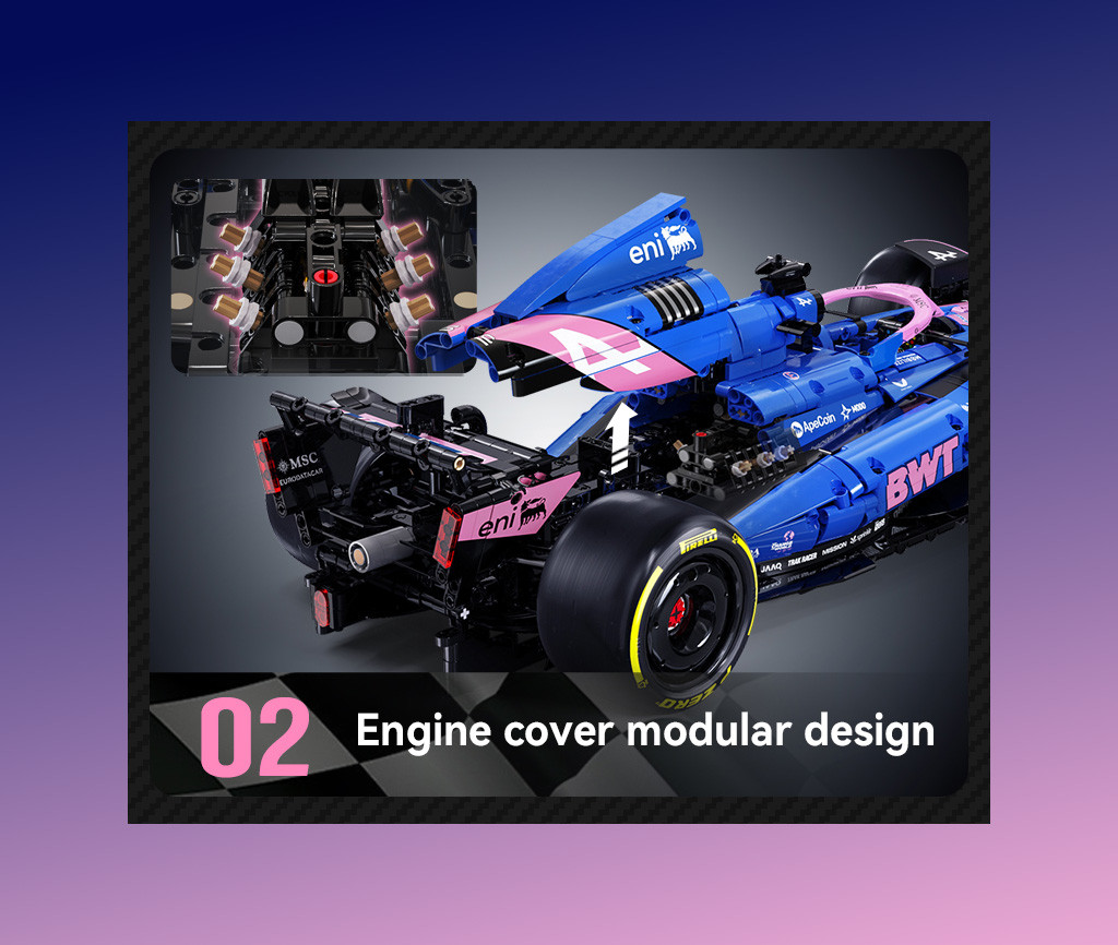 CaDA BWT Alpine F1 Team A525 Racing Car - 1:8 Scale Brick Model Kit