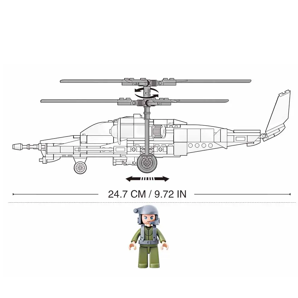 Sluban KA-52S Black Shark Gunship Helicopter - Army Building Brick Kit