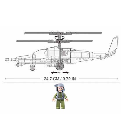 Sluban KA-52S Black Shark Gunship Helicopter - Army Building Brick Kit