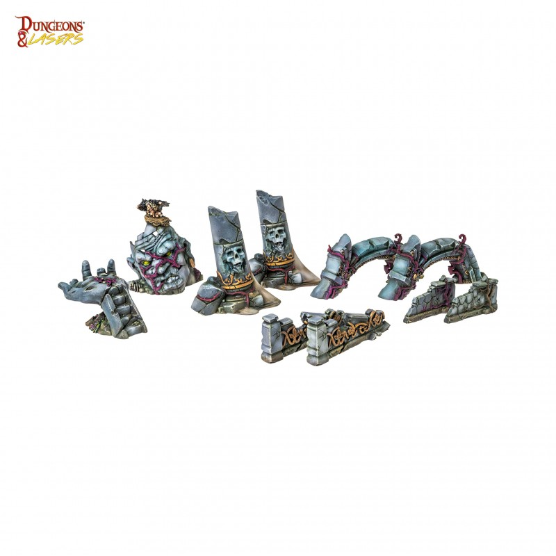 Land Of The Giants terrain set from Dungeon and Lasers is 5e compatible and has 23 pieces making it great for your tabletop games and dioramas.