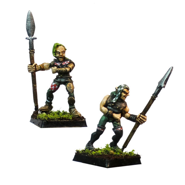 War Walker Warband by Oakbound Studio. A set of ten lead pewter miniatures of warriors with spears and axes, full of character your tabletop and RPGs.