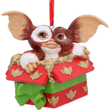 Gremlins Gizmo Gift  Hanging Ornament - Gizmo popping out of a red box with a green bow- Nemesis Now Christmas decoration 