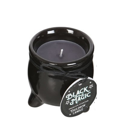 Protection Black Magic Scented Cauldron Candle. Black Opium and Myrrh aromas feature in this candle nestled inside a cauldron shaped container. 