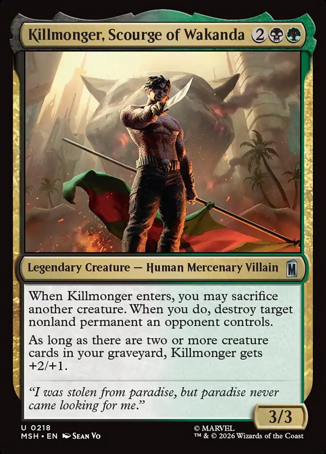 Marvel Superheroes Killmonger, Scourge of Wakanda Card Front