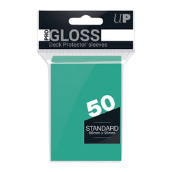 50 Pro Gloss Deck Protector Sleeves - Aqua 66x91mm