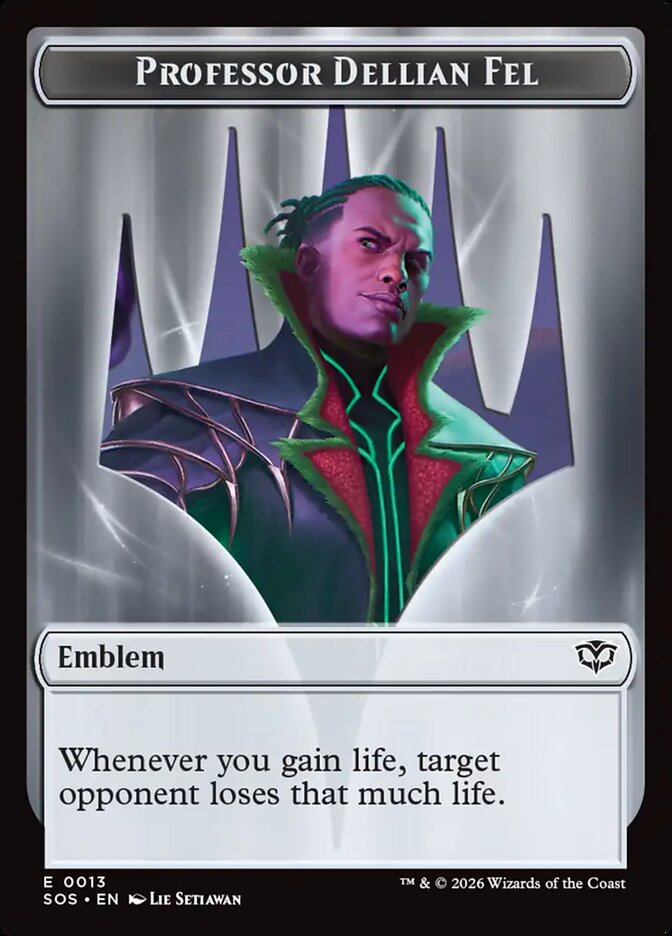 Professor Dellian Fel Emblem Secrets of Strixhaven Token #013Card Front