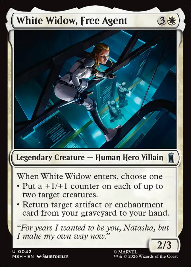 Marvel Superheroes White Widow, Free Agent Card Front