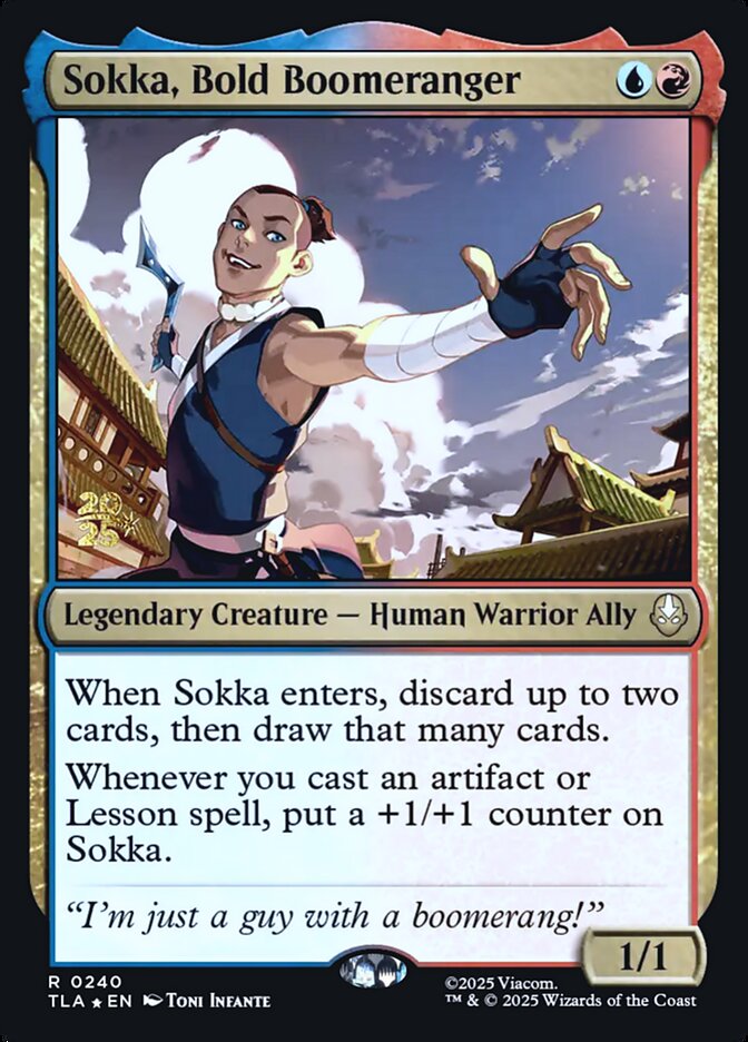 Sokka, Bold Boomeranger Avatar The Last Airbender #240 Prerelease Promo Card Front