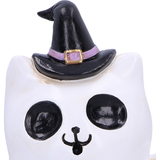 Spookitty a Ghost Cat Ornament by Nemesis Now. This spookily good hand painted ornament shows a happy ghost cat wearing a witches hat