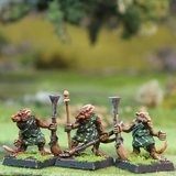 Gnawloch Clan by Oakbound Studio. A set of ten lead pewter miniatures of Gnawloch rat warriors with various weapons and full of character