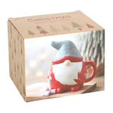 Red & Grey Gonk Lidded Mug. This wonderful Christmas gnome can help bring festive cheer to your home