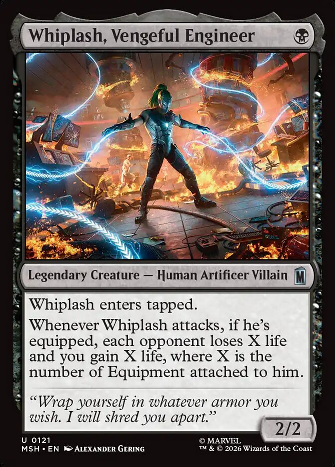 Marvel Superheroes Whiplash, Vengeful Engineer Card Front