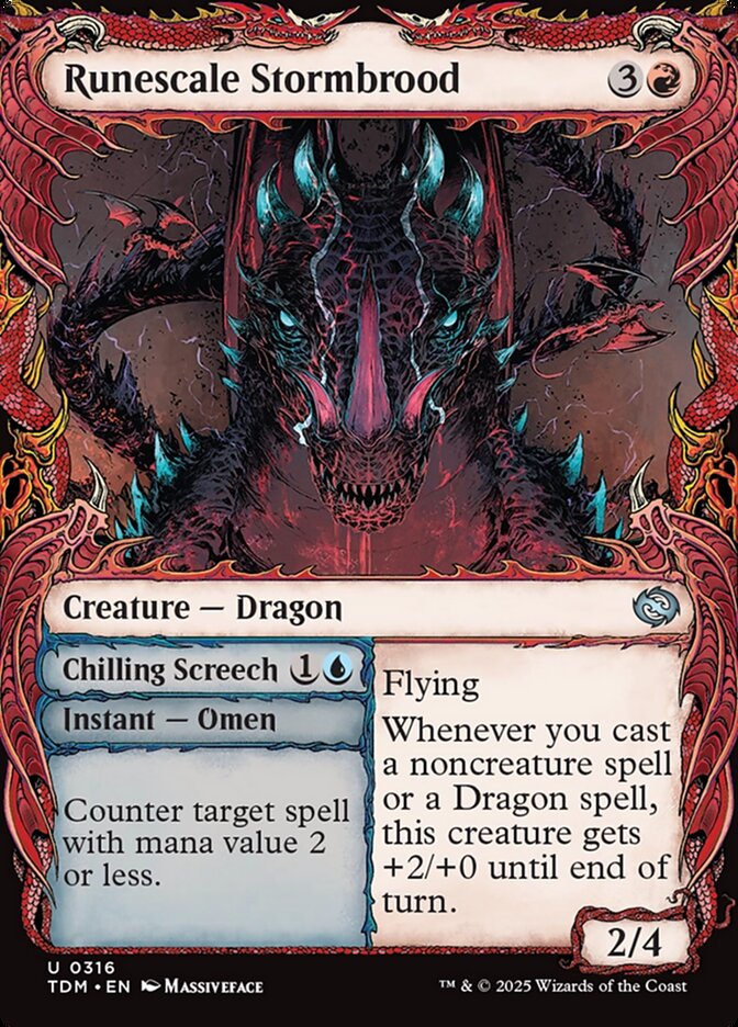 Showcase Runescale Stormbrood // Chilling Screech Tarkir Dragonstorm #316