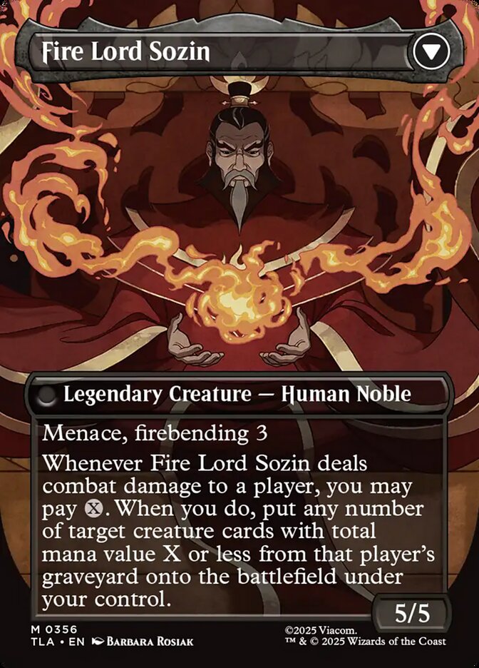 Borderless The Rise of Sozin // Fire Lord Sozin Avatar The Last Airbender #356 MTG Single Card Back