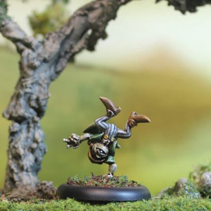 Leprechaun Celg by Oakbound Studio. A pack of ten lead pewter miniatures of leprechauns wolves in various poses