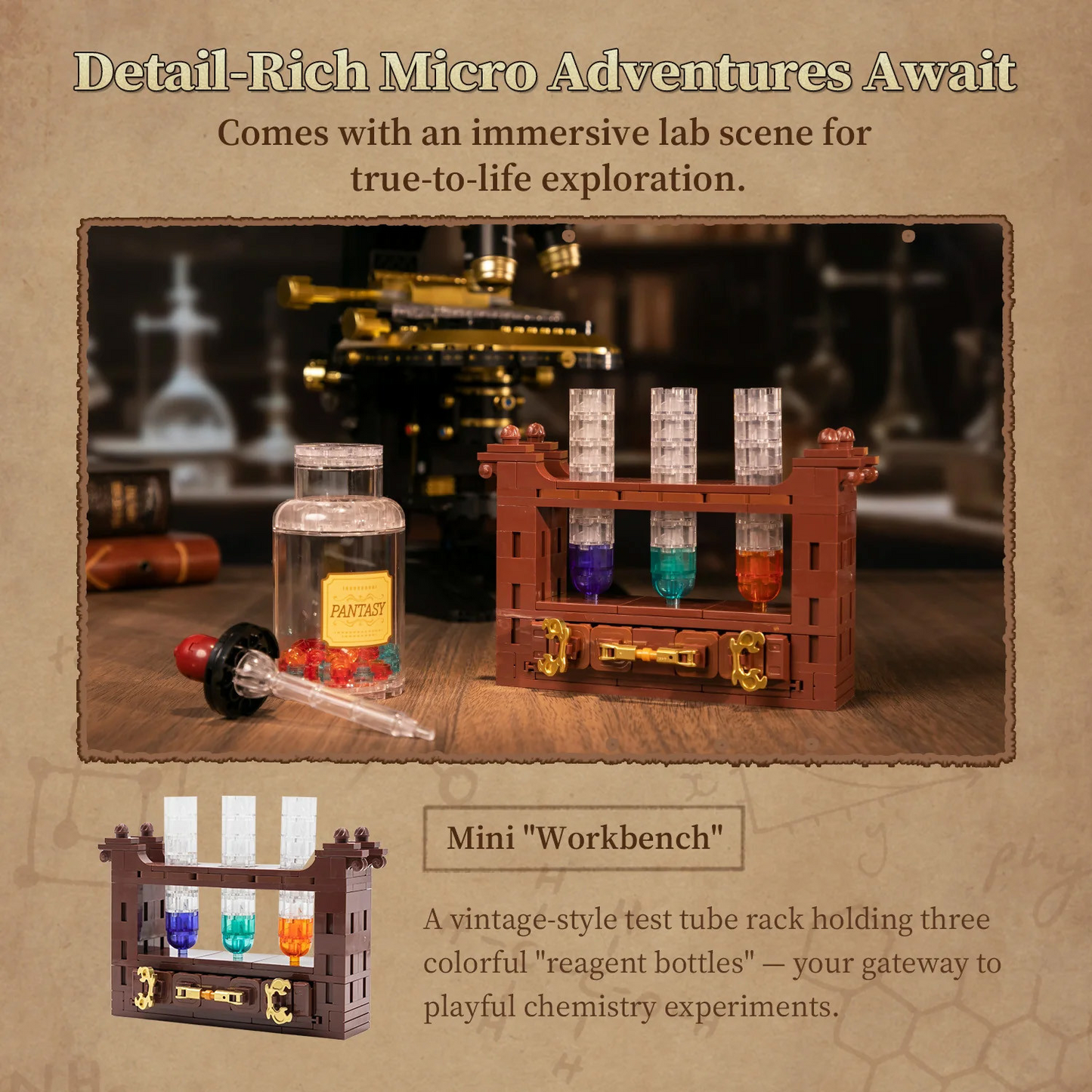 Retro Microscope Brick Building Set - Pantasy