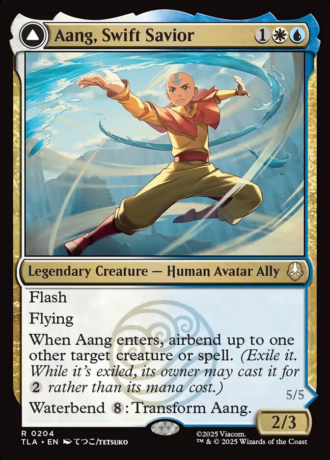Aang, Swift Savior // Aang and La, Ocean's Fury Avatar The Last Airbender #204 MTG Single Card Front