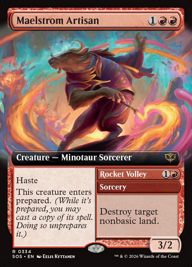 Maelstrom Artisan // Rocket Volley Secrets of Strixhaven Extended Art #334Card Front