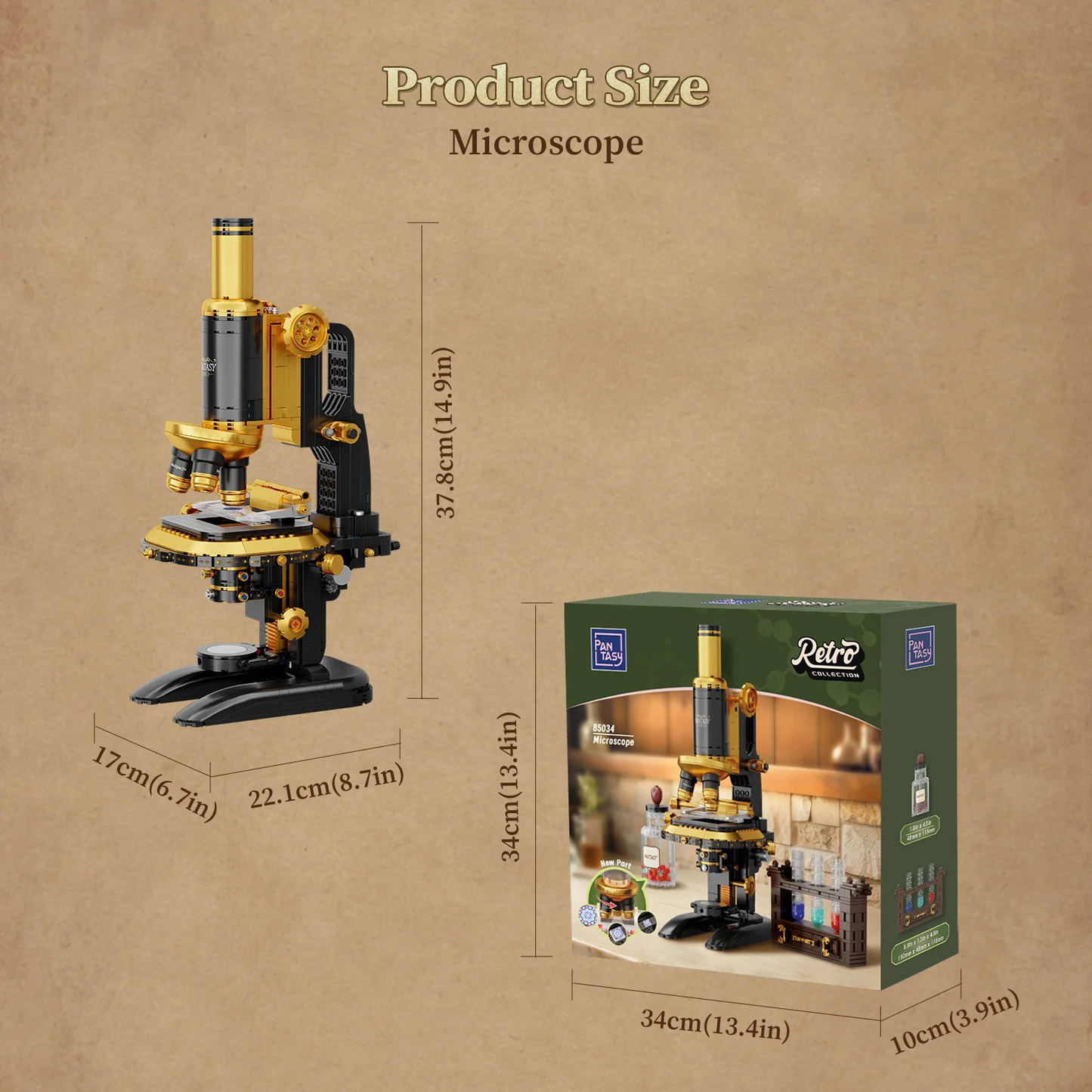 Retro Microscope Brick Building Set - Pantasy
