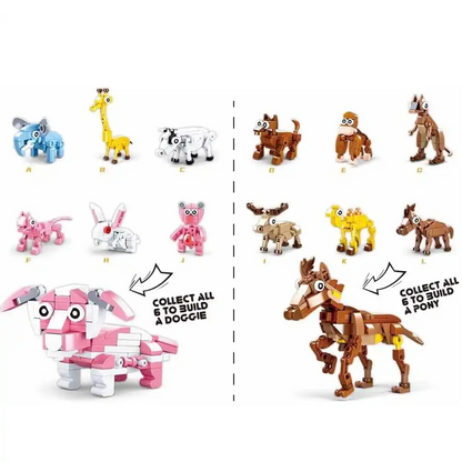 Sluban Qbricks Mammal Mystery Egg Building Brick Kit -1 Random Collectible Animal