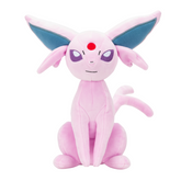 A pink plush toy of Eevee, a cha...
