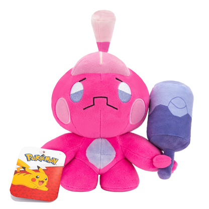 8" Tinkatink Pokémon Plushie features a cuddly design of the fairy steel-type Pokémon, made from soft polyester, ideal for fans and collectors of all ages.