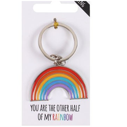 You Are The Other Half Of My Rainbow key ring. A large rainbow to brighten up your bag, keys or as a special gift for a friend. Wear it with pride.      