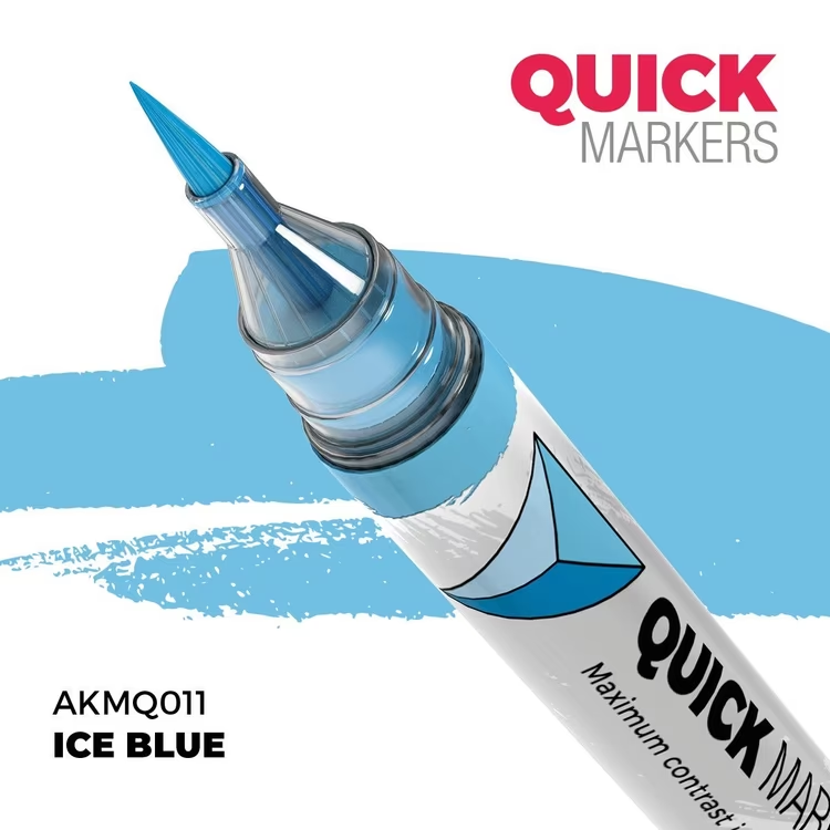 Blue marker with 'Quick Markers' branding on a white background