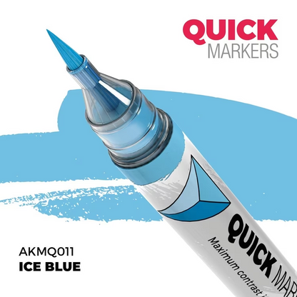 Blue marker with 'Quick Markers' branding on a white background