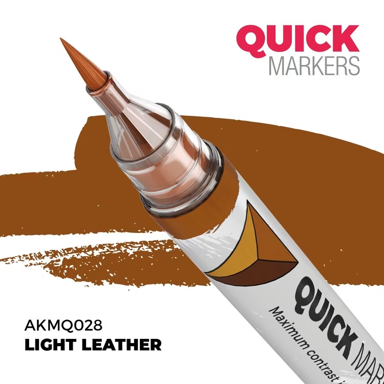 Quick Markers light leather marker with brown color swatch on a white background