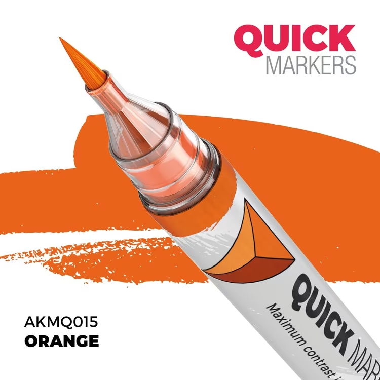 Orange marker with 'Quick Markers' branding on a white background