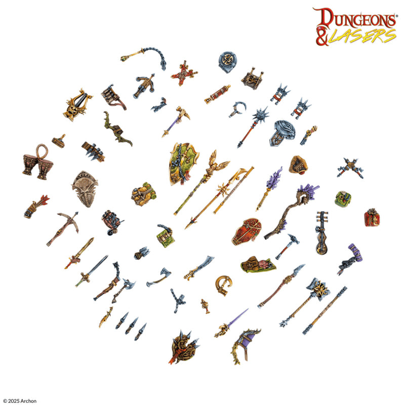 Dungeons & Lasers Adventurer’s Gear Set | 128 RPG Miniature Accessories