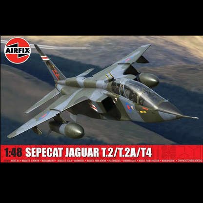 Airfix 1:48 scale model kit packaging artwork for the Sepecat Jaguar T.2/T. Airfix SEPECAT Jaguar T.2 T.2A T.4 1:48 scale model kit A11011
