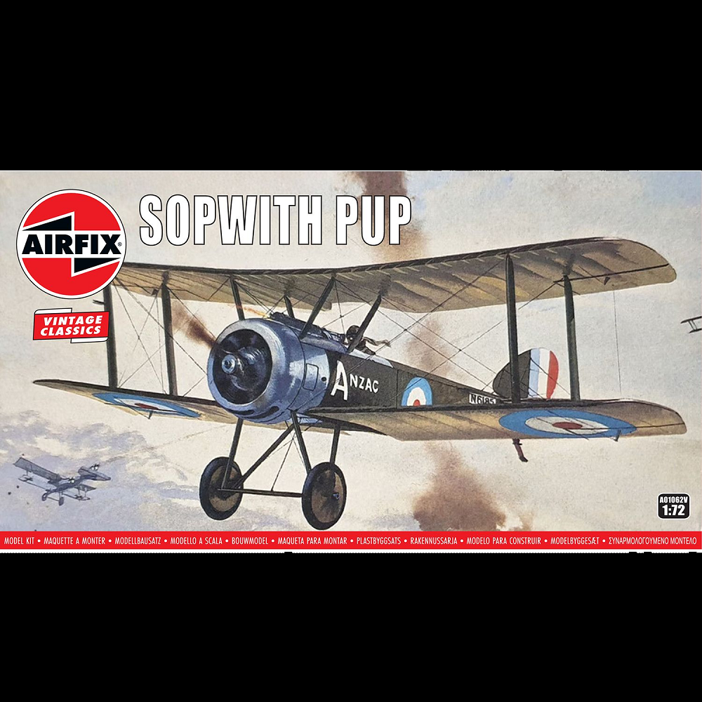 Model airplane kit box for Sopwith Pup with Airfix logo