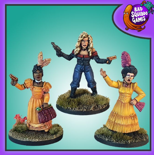 Bad Squiddo Games Saloon Raiders 28mm metal miniatures set of three