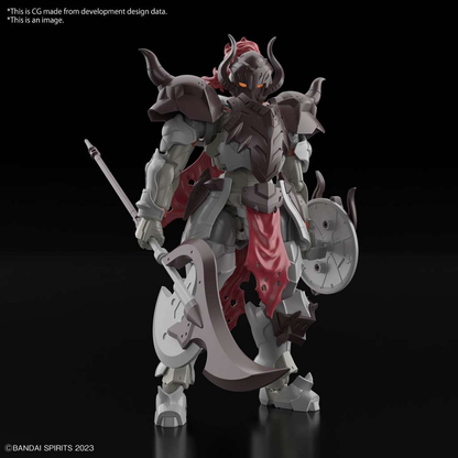 Bandai 30MF Liber Warrior 30 Minutes Fantasy Model Kit. 30MF Liber Warrior Bandai model kit with silhouette base body, armour parts, and flexible articulation. Snap-fit fantasy figure, 13cm, ages 15+.