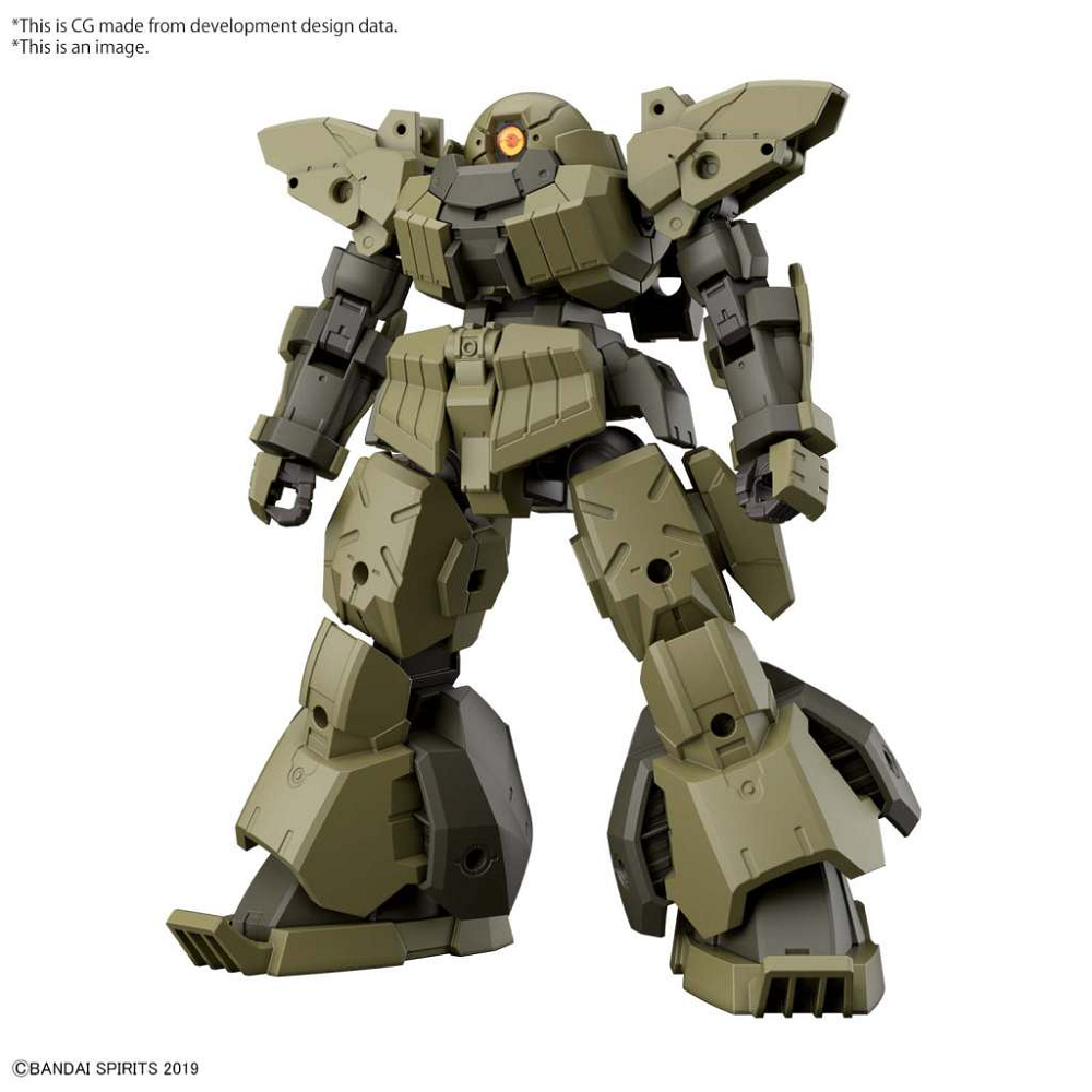 Model kit of a robot with beige and gray color scheme on a white background