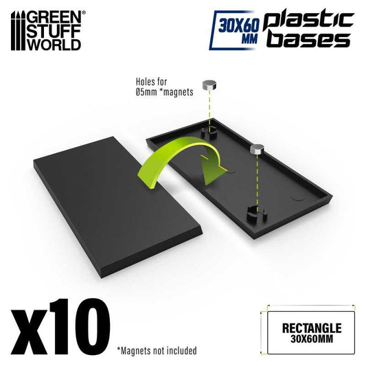 Rectangle 60x30mm Black Plastic ...