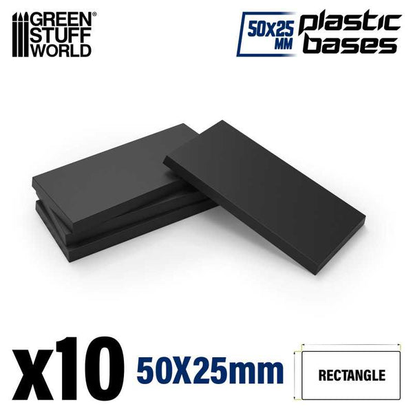 Rectangle 50x25mm Black Plastic Bases - GSW