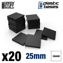 Square 25mm Black Plastic Bases - GSW